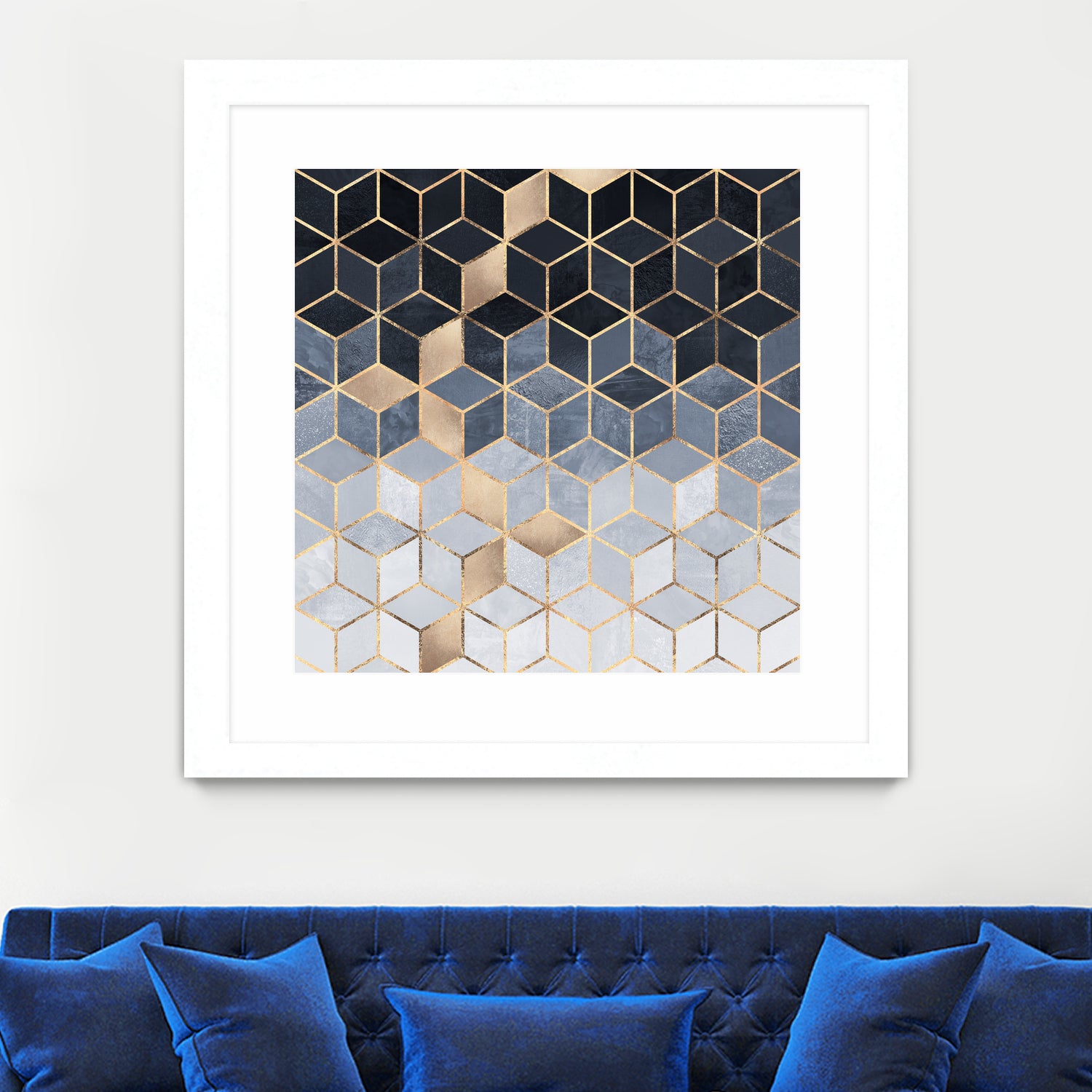 Soft Blue Gradient Cubes by Elisabeth Fredriksson on GIANT ART - blue digital painting