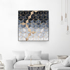 Soft Blue Gradient Cubes by Elisabeth Fredriksson on GIANT ART - blue digital painting