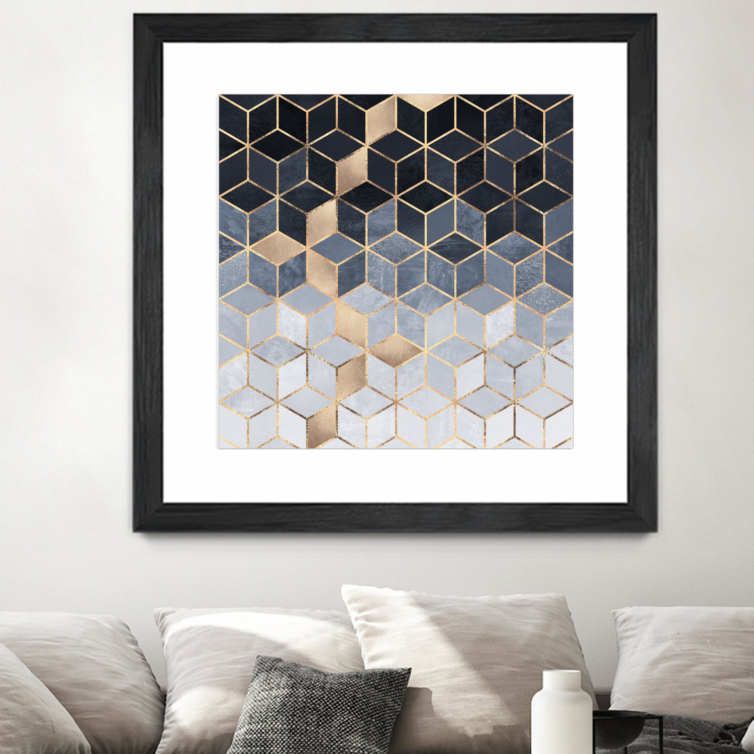 Soft Blue Gradient Cubes by Elisabeth Fredriksson on GIANT ART - blue digital painting