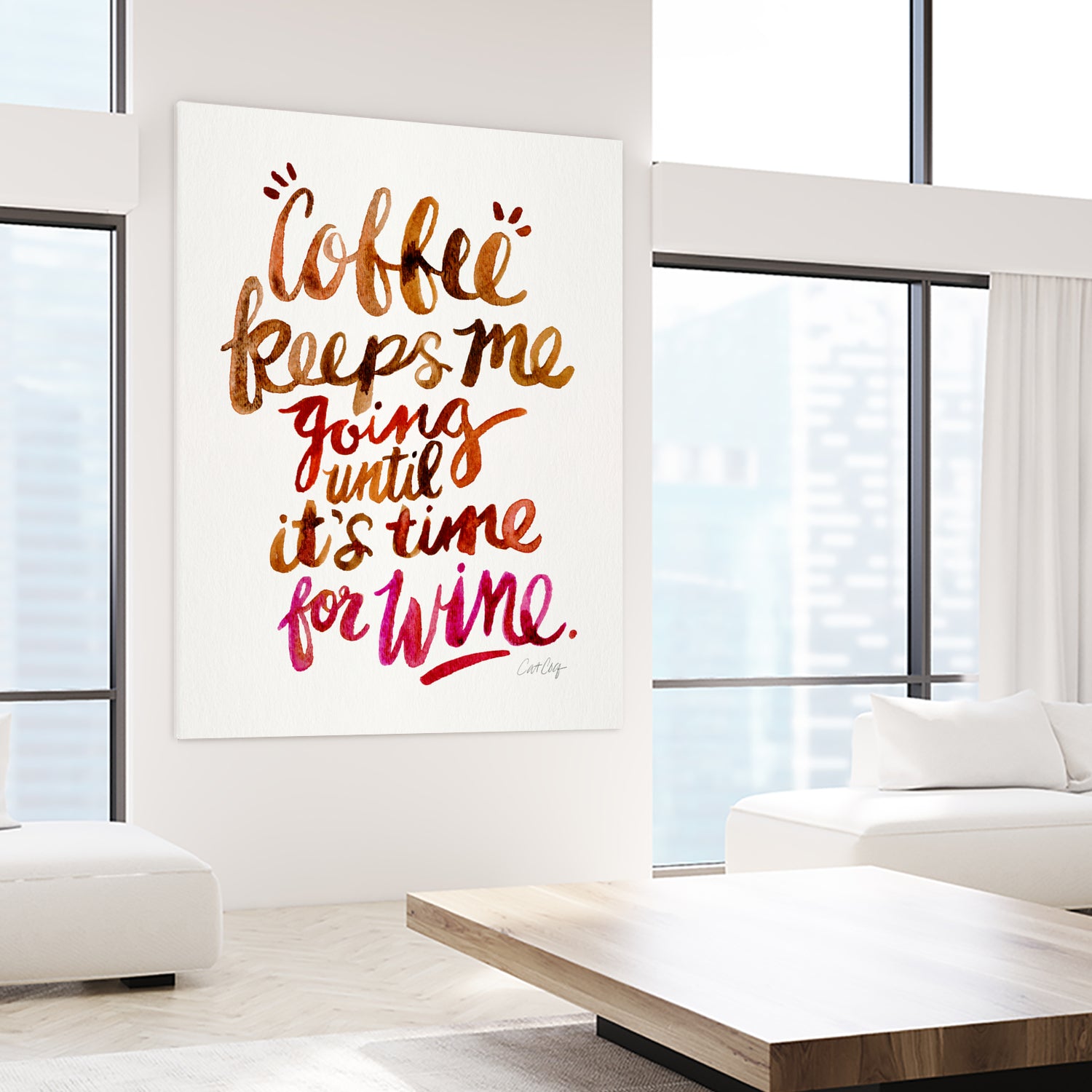 Coffee Keeps Me Going by Cat Coquillette on GIANT ART - brown typography