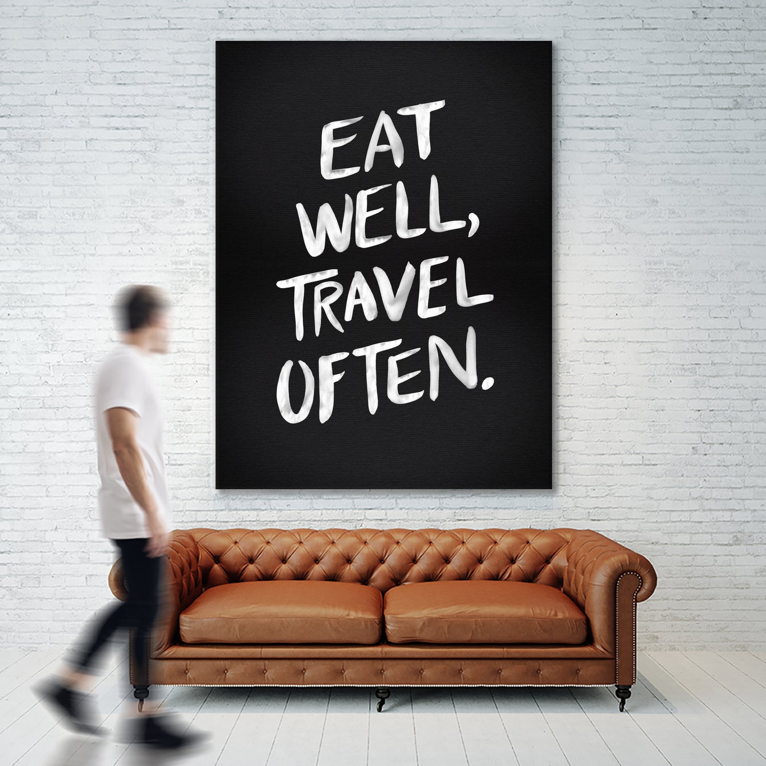 Eat Well, Travel Often (Black) by Cat Coquillette on GIANT ART - black typography