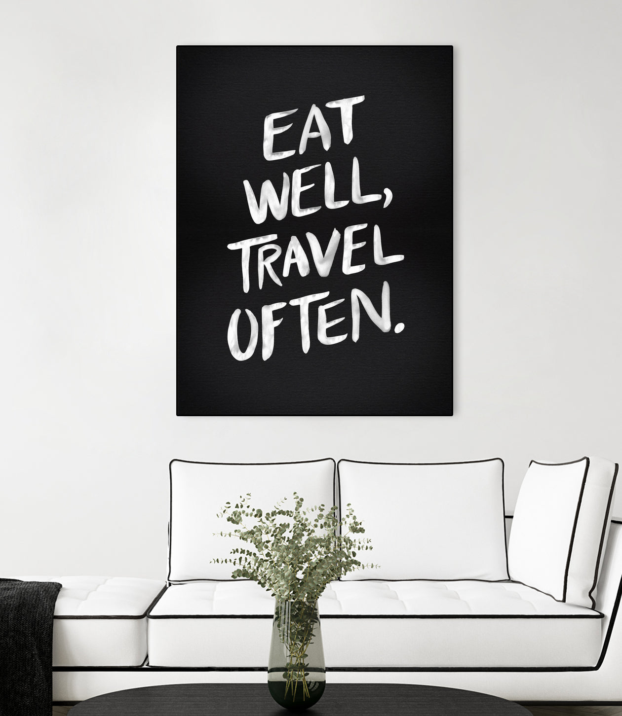 Eat Well, Travel Often (Black) by Cat Coquillette on GIANT ART - black typography