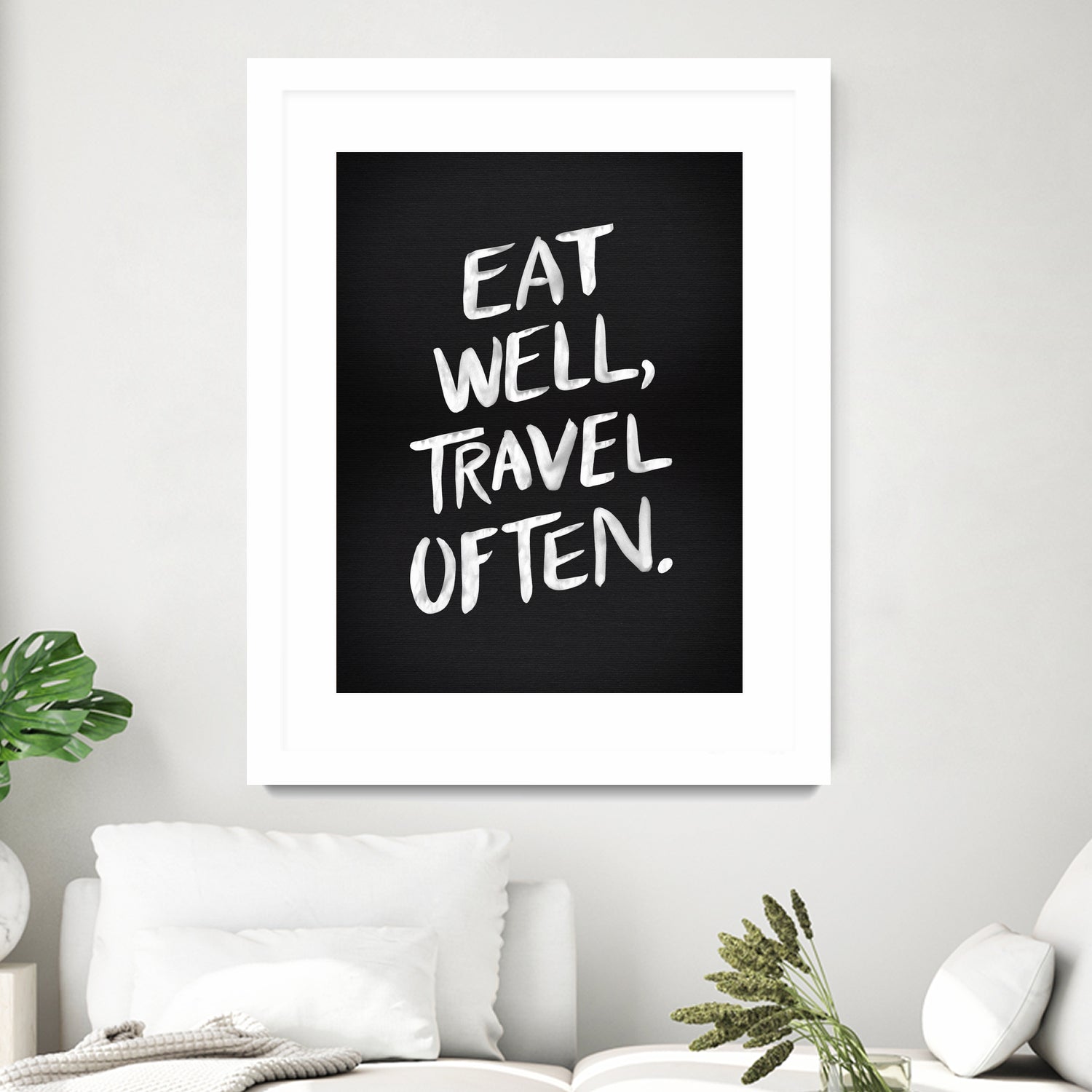 Eat Well, Travel Often (Black) by Cat Coquillette on GIANT ART - black typography