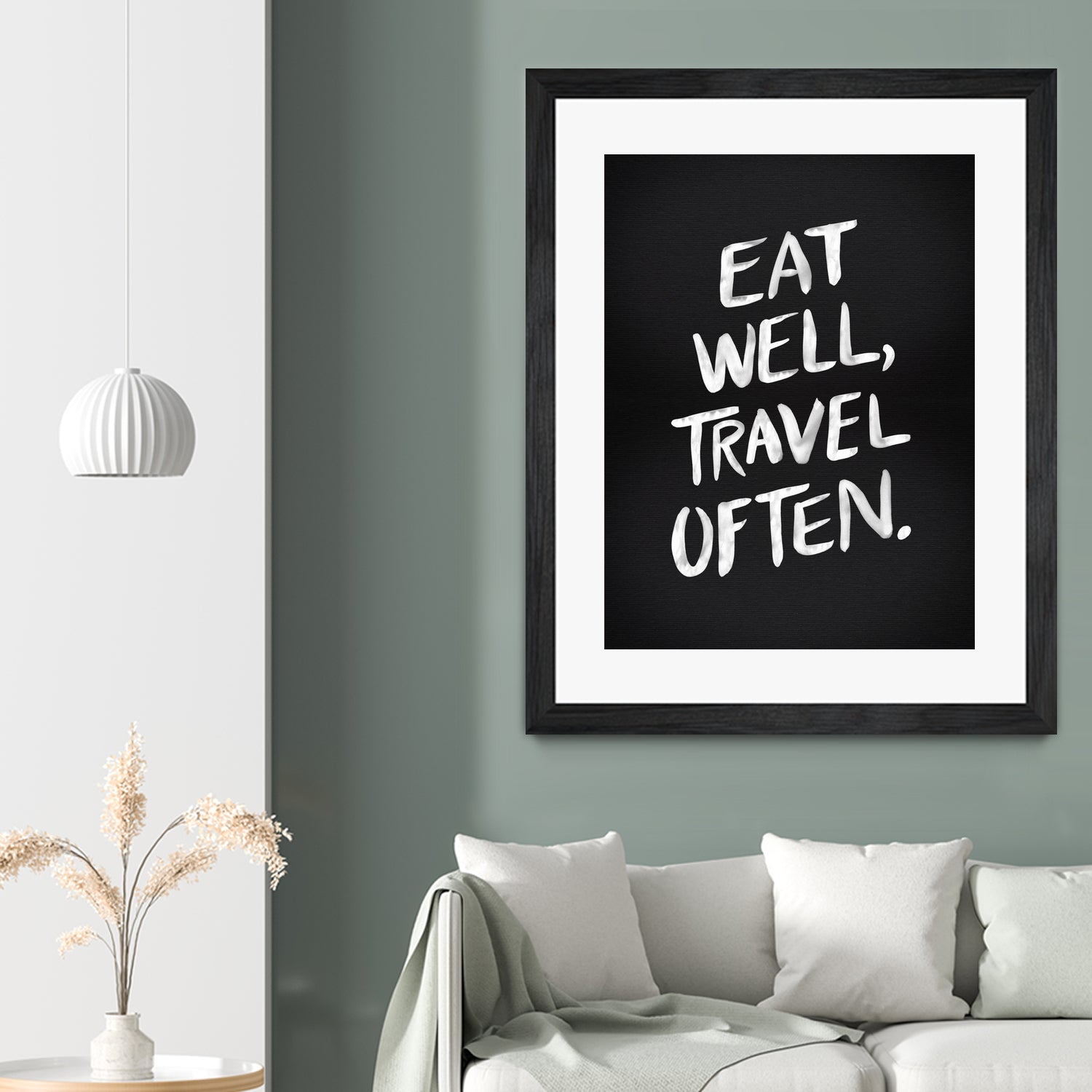 Eat Well, Travel Often (Black) by Cat Coquillette on GIANT ART - black typography