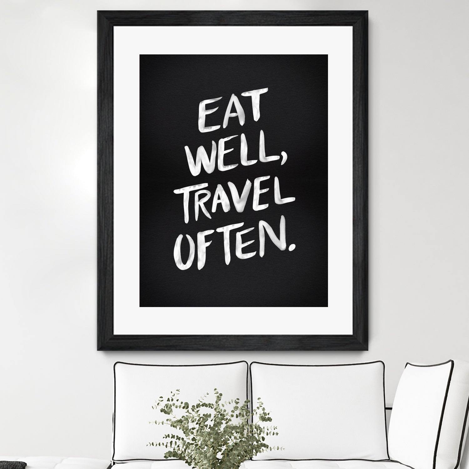 Eat Well, Travel Often (Black) by Cat Coquillette on GIANT ART - black typography