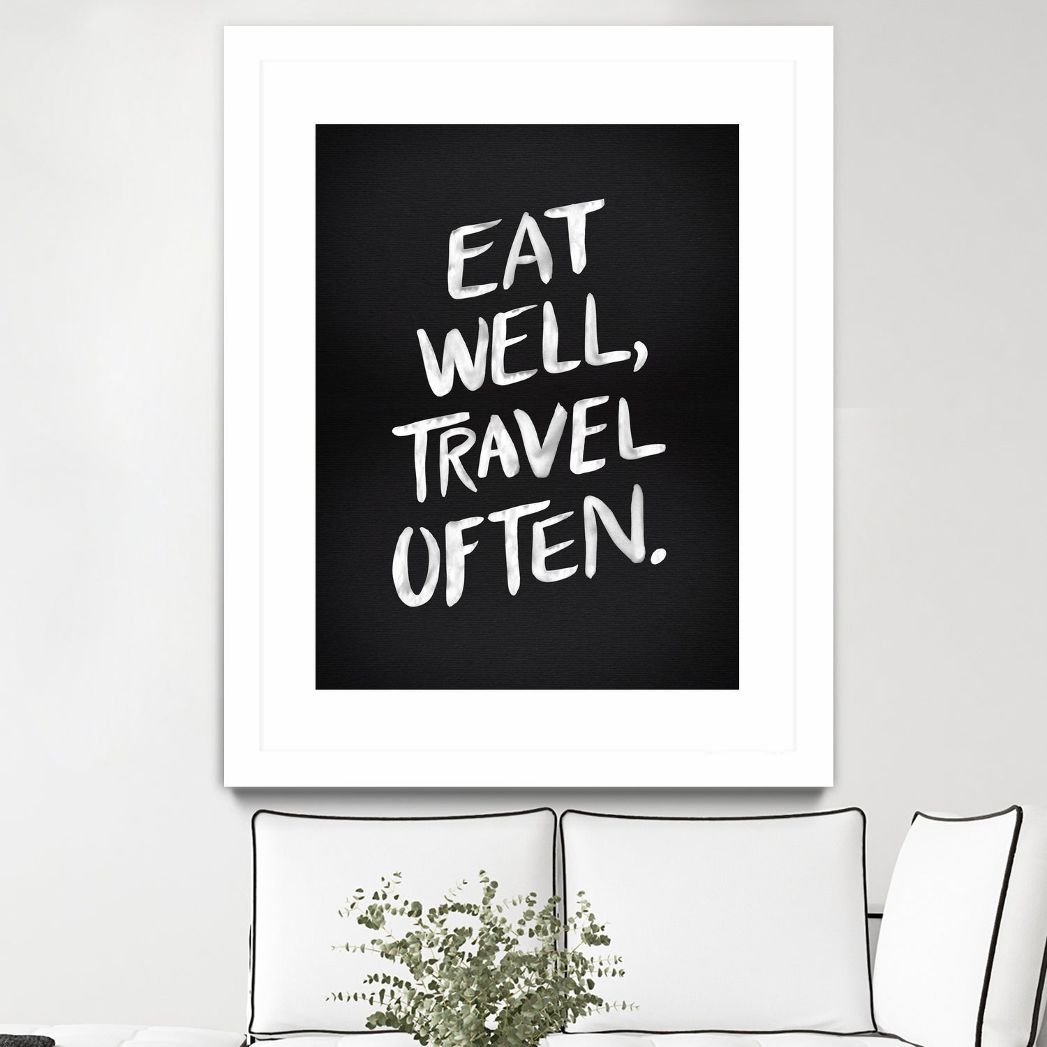 Eat Well, Travel Often (Black) by Cat Coquillette on GIANT ART - black typography