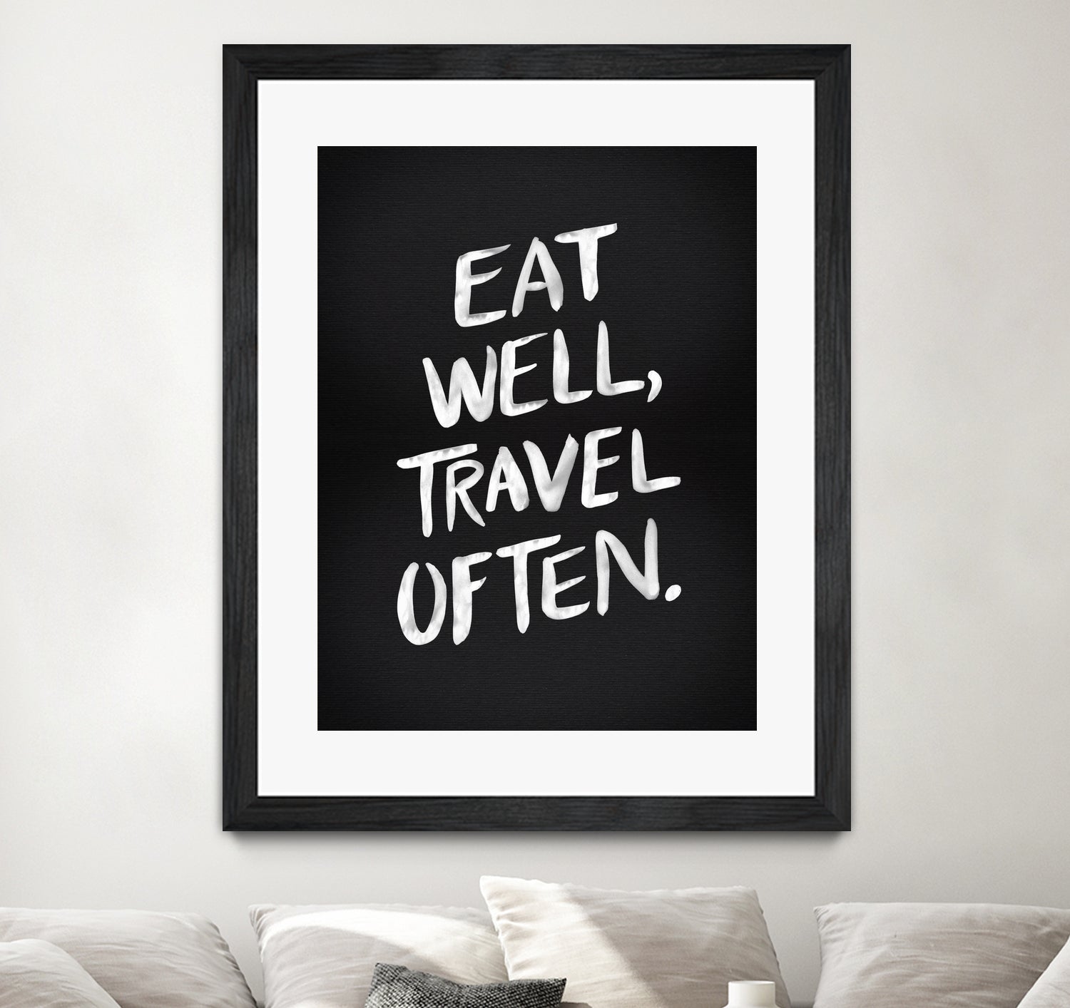 Eat Well, Travel Often (Black) by Cat Coquillette on GIANT ART - black typography