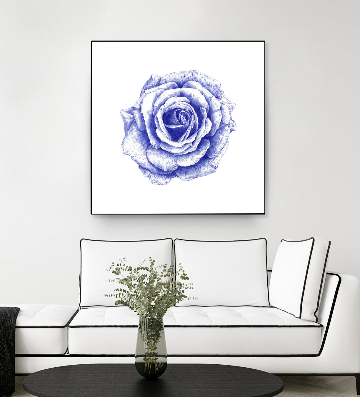 Ballpoint Blue Rose by Ronny Petrus Johannes Kools on GIANT ART - blue mixed media