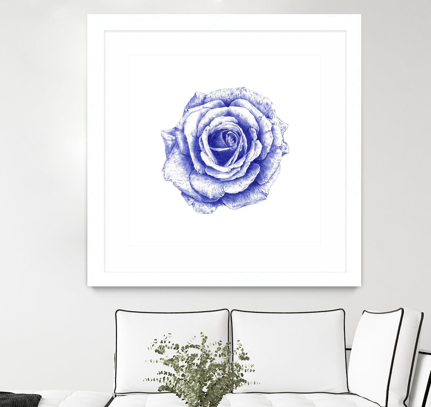 Ballpoint Blue Rose by Ronny Petrus Johannes Kools on GIANT ART - blue mixed media