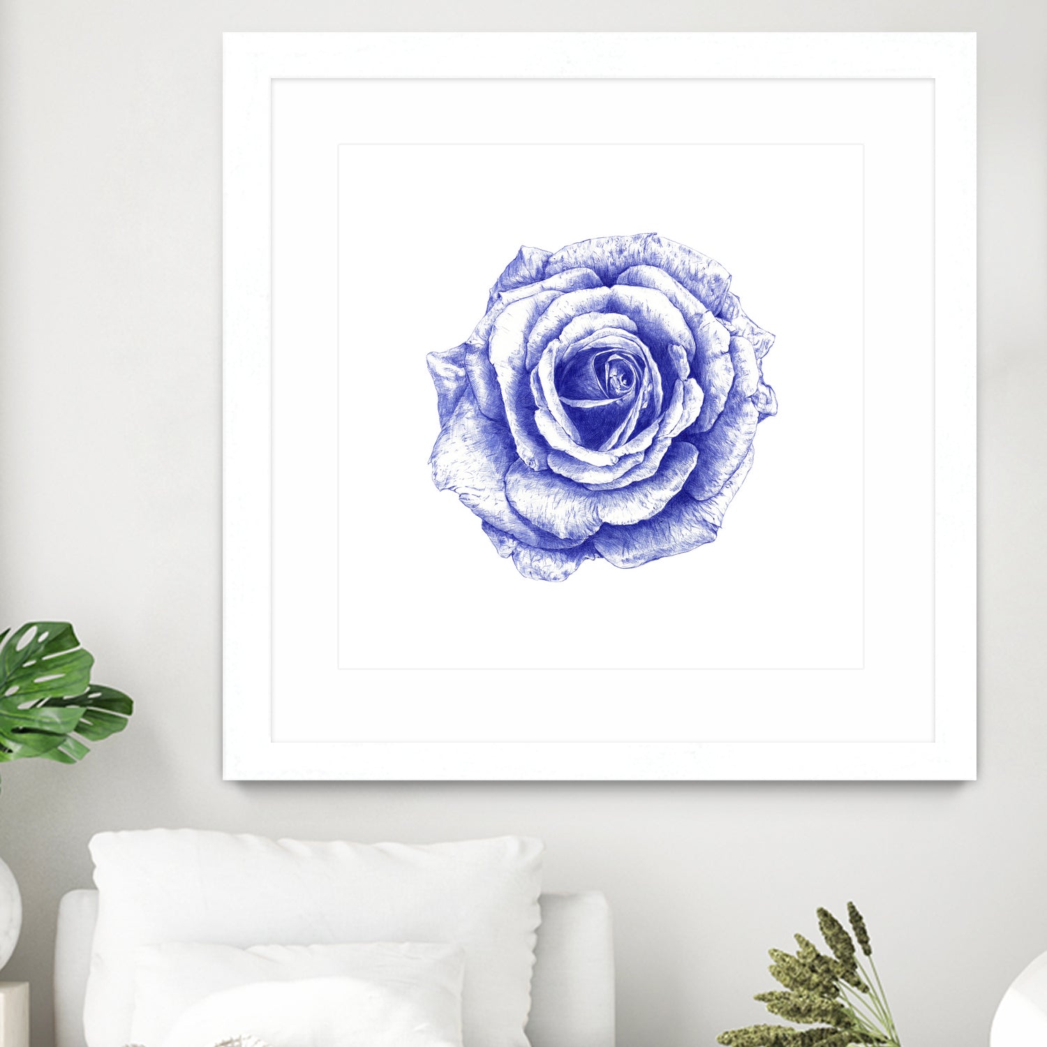 Ballpoint Blue Rose by Ronny Petrus Johannes Kools on GIANT ART - blue mixed media