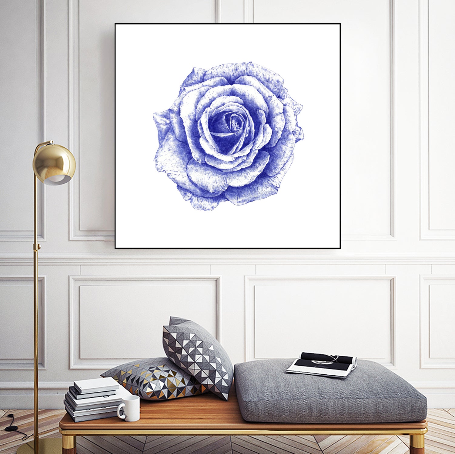 Ballpoint Blue Rose by Ronny Petrus Johannes Kools on GIANT ART - blue mixed media