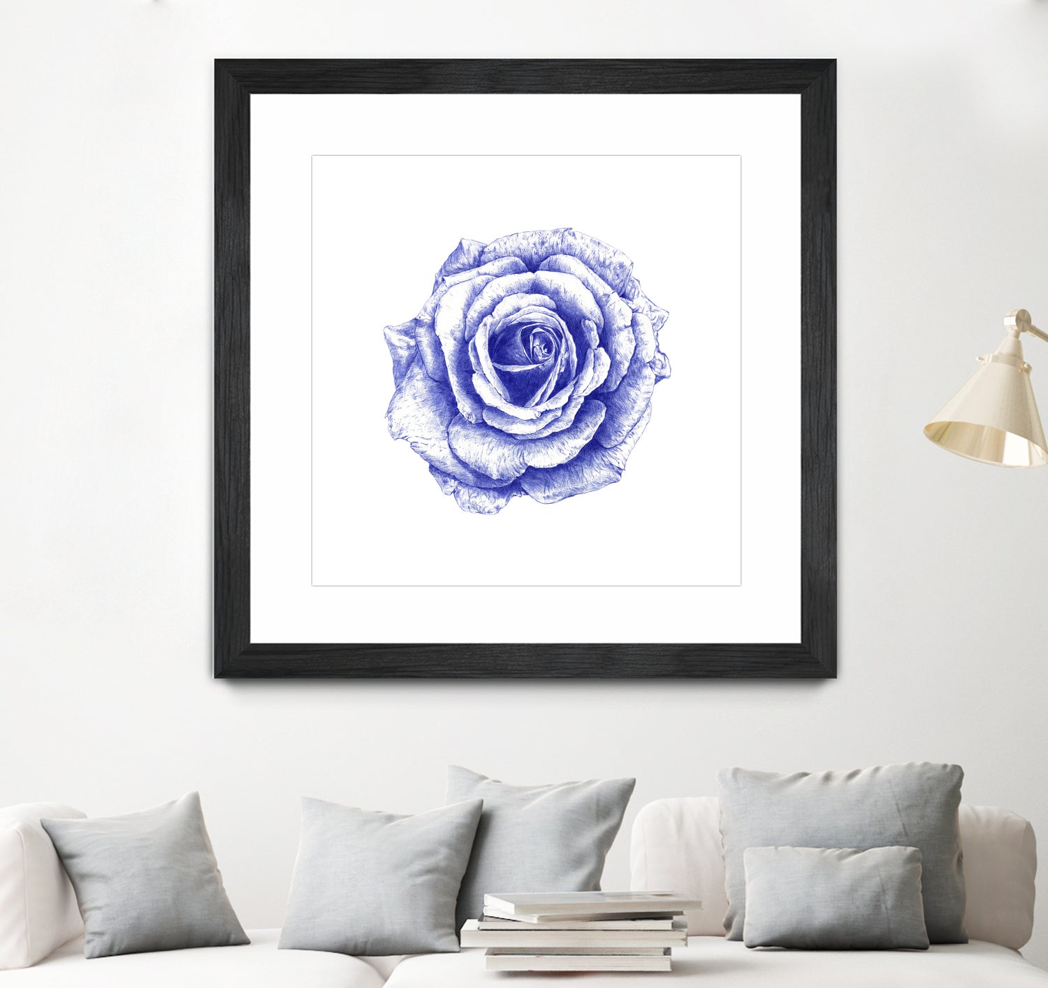 Ballpoint Blue Rose by Ronny Petrus Johannes Kools on GIANT ART - blue mixed media