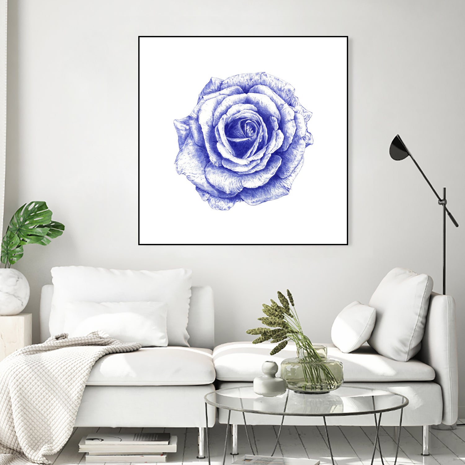 Ballpoint Blue Rose by Ronny Petrus Johannes Kools on GIANT ART - blue mixed media