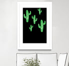 Linocut Cacti Green by Bianca Green on GIANT ART - green mixed media