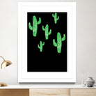 Linocut Cacti Green by Bianca Green on GIANT ART - green mixed media