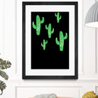 Linocut Cacti Green by Bianca Green on GIANT ART - green mixed media