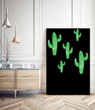 Linocut Cacti Green by Bianca Green on GIANT ART - green mixed media
