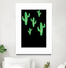 Linocut Cacti Green by Bianca Green on GIANT ART - green mixed media