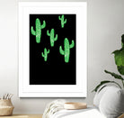 Linocut Cacti Green by Bianca Green on GIANT ART - green mixed media