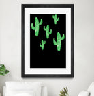 Linocut Cacti Green by Bianca Green on GIANT ART - green mixed media