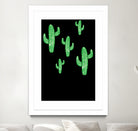 Linocut Cacti Green by Bianca Green on GIANT ART - green mixed media