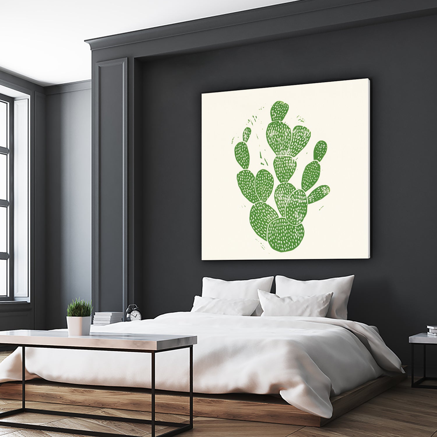 Linocut Cacti by Bianca Green on GIANT ART - green mixed media