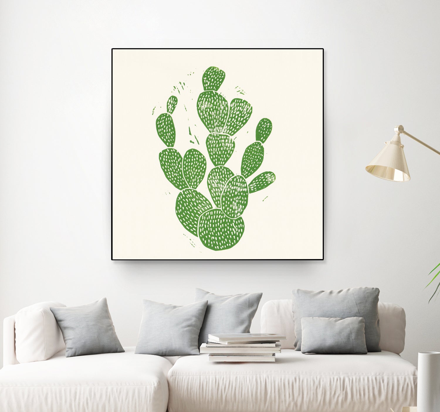 Linocut Cacti by Bianca Green on GIANT ART - green mixed media