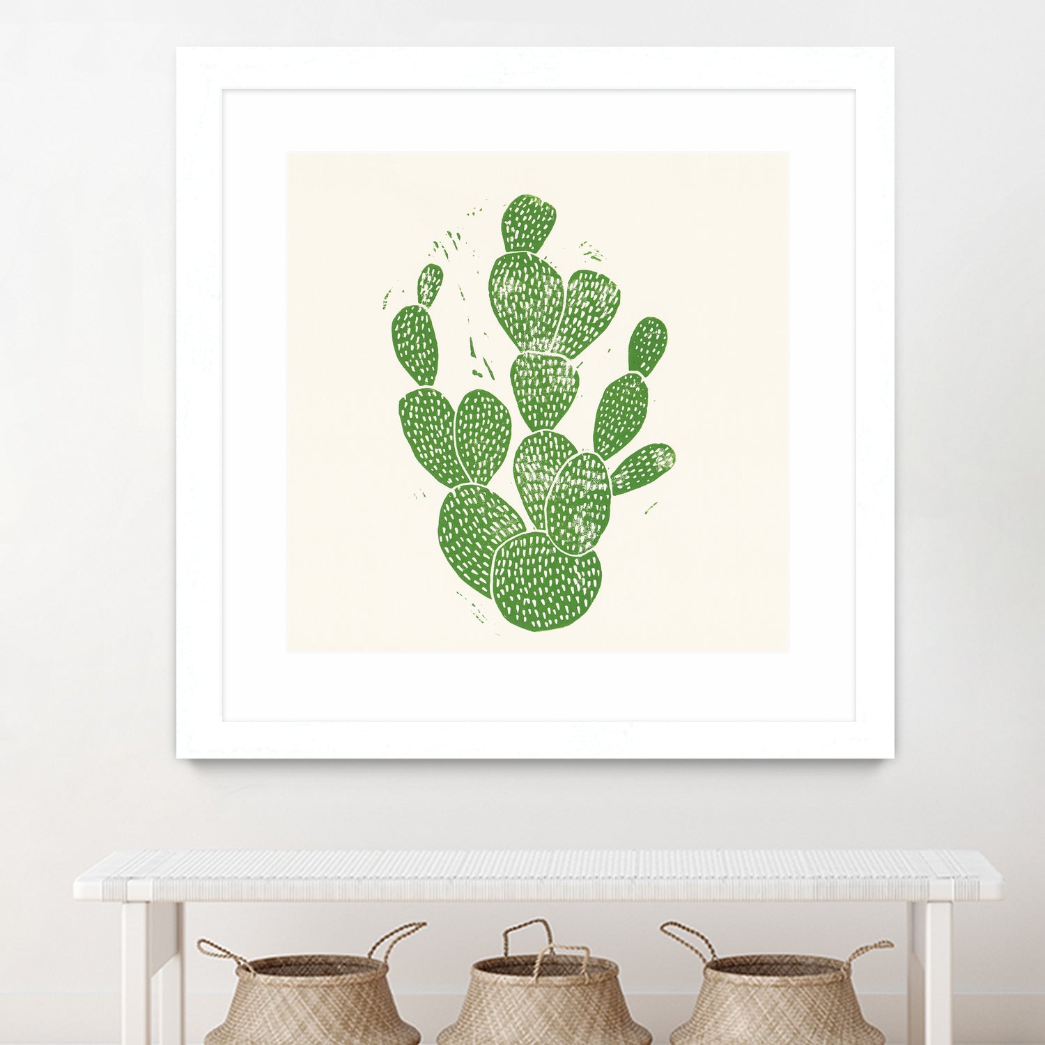 Linocut Cacti by Bianca Green on GIANT ART - green mixed media