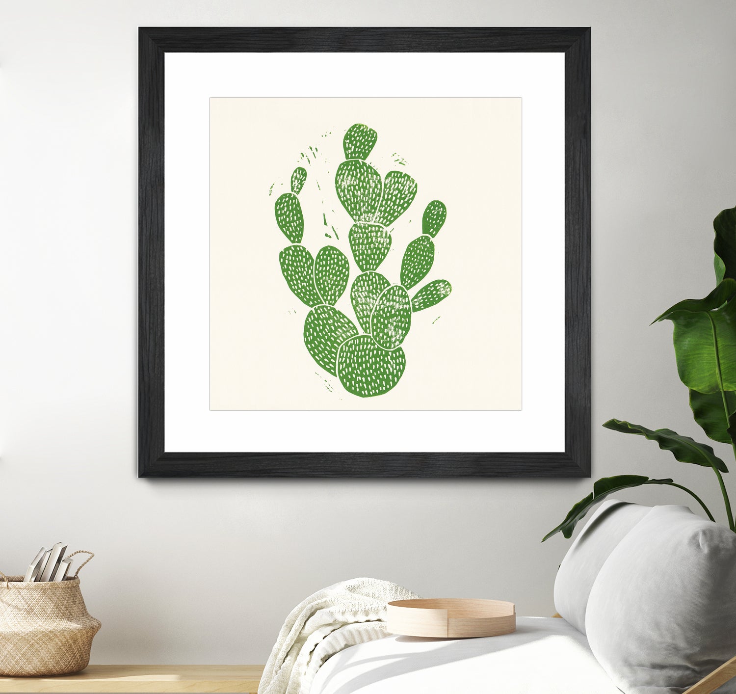 Linocut Cacti by Bianca Green on GIANT ART - green mixed media