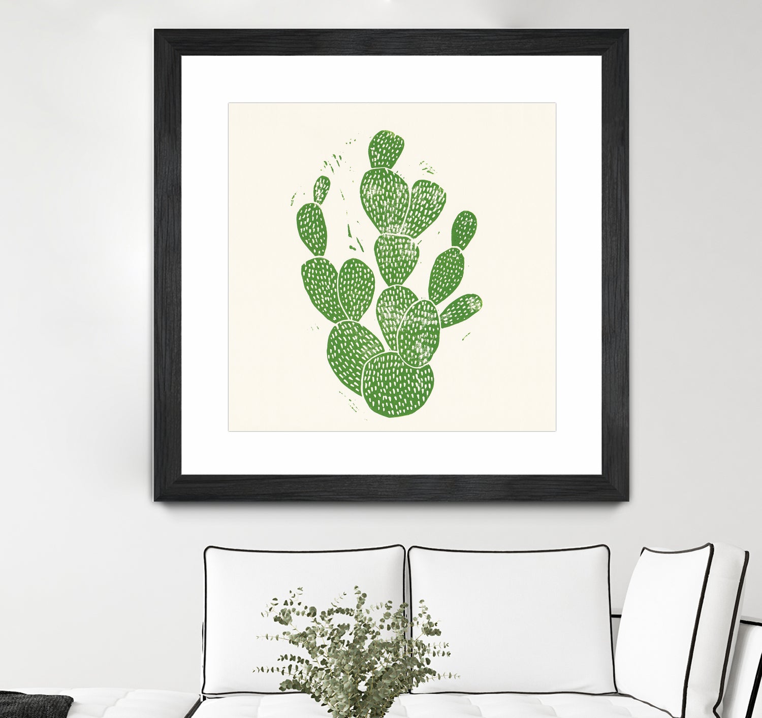 Linocut Cacti by Bianca Green on GIANT ART - green mixed media