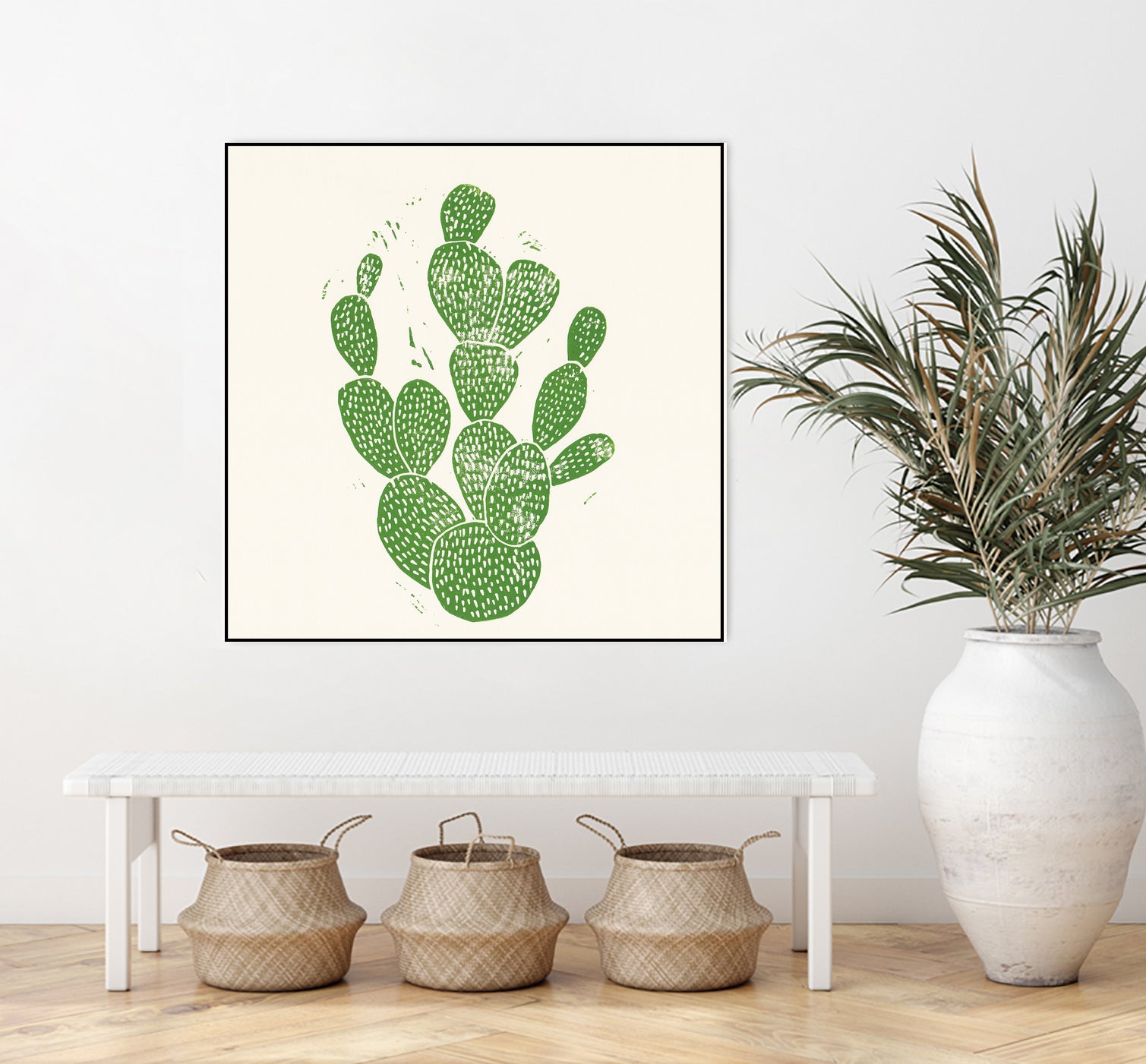 Linocut Cacti by Bianca Green on GIANT ART - green mixed media