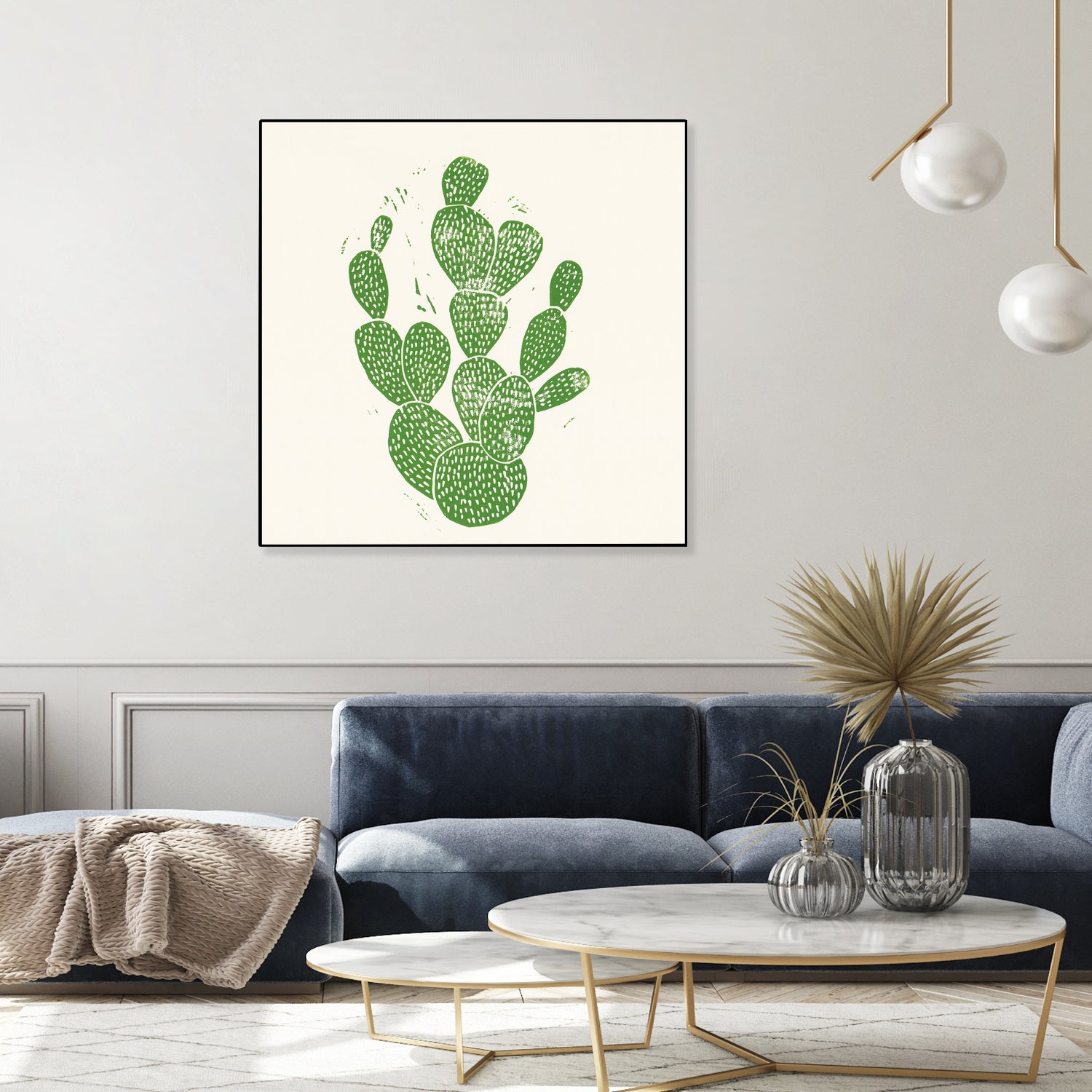 Linocut Cacti by Bianca Green on GIANT ART - green mixed media