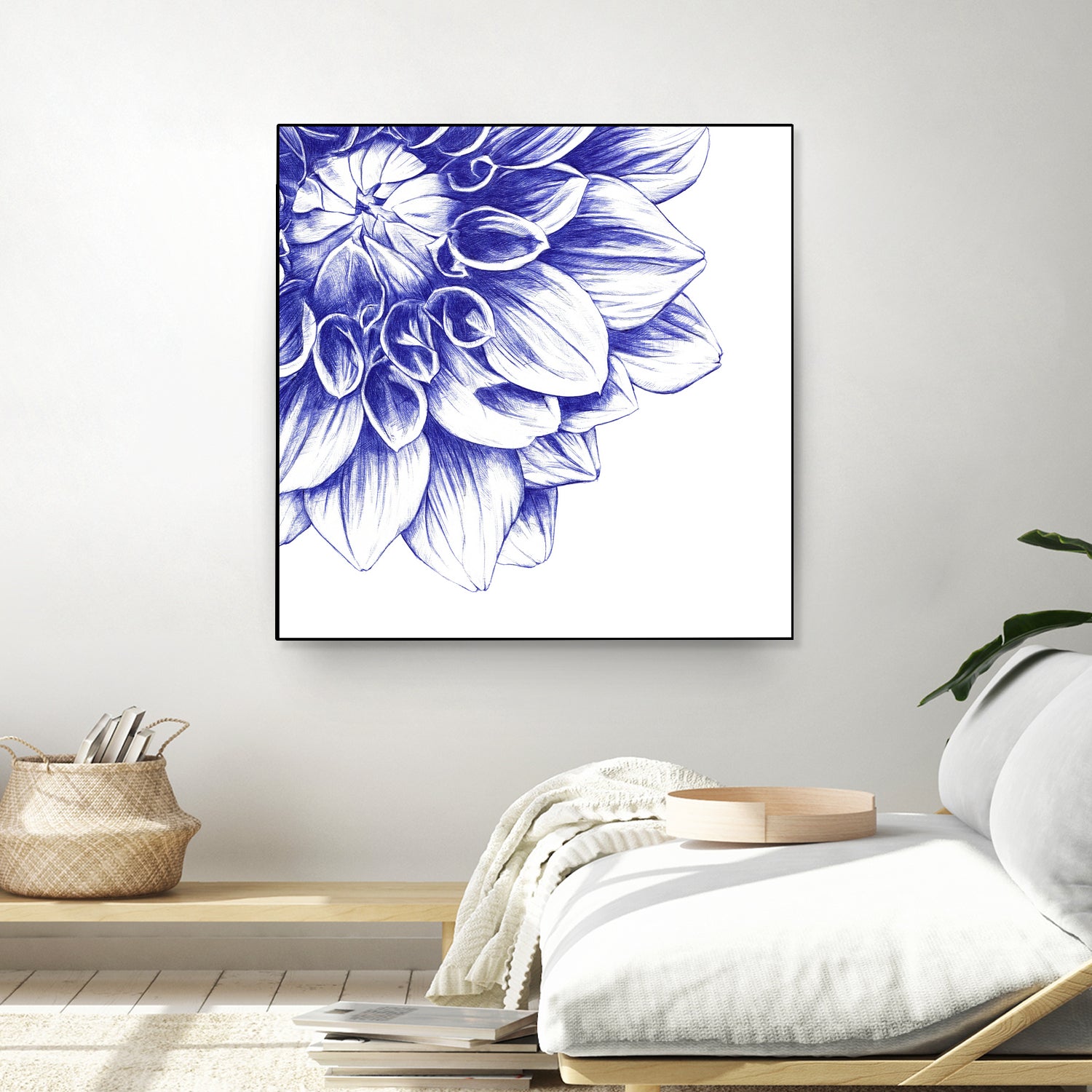 Ballpoint Blue Dahlia by Ronny Petrus Johannes Kools on GIANT ART - blue digital drawing