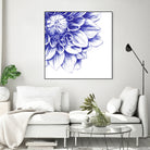 Ballpoint Blue Dahlia by Ronny Petrus Johannes Kools on GIANT ART - blue digital drawing