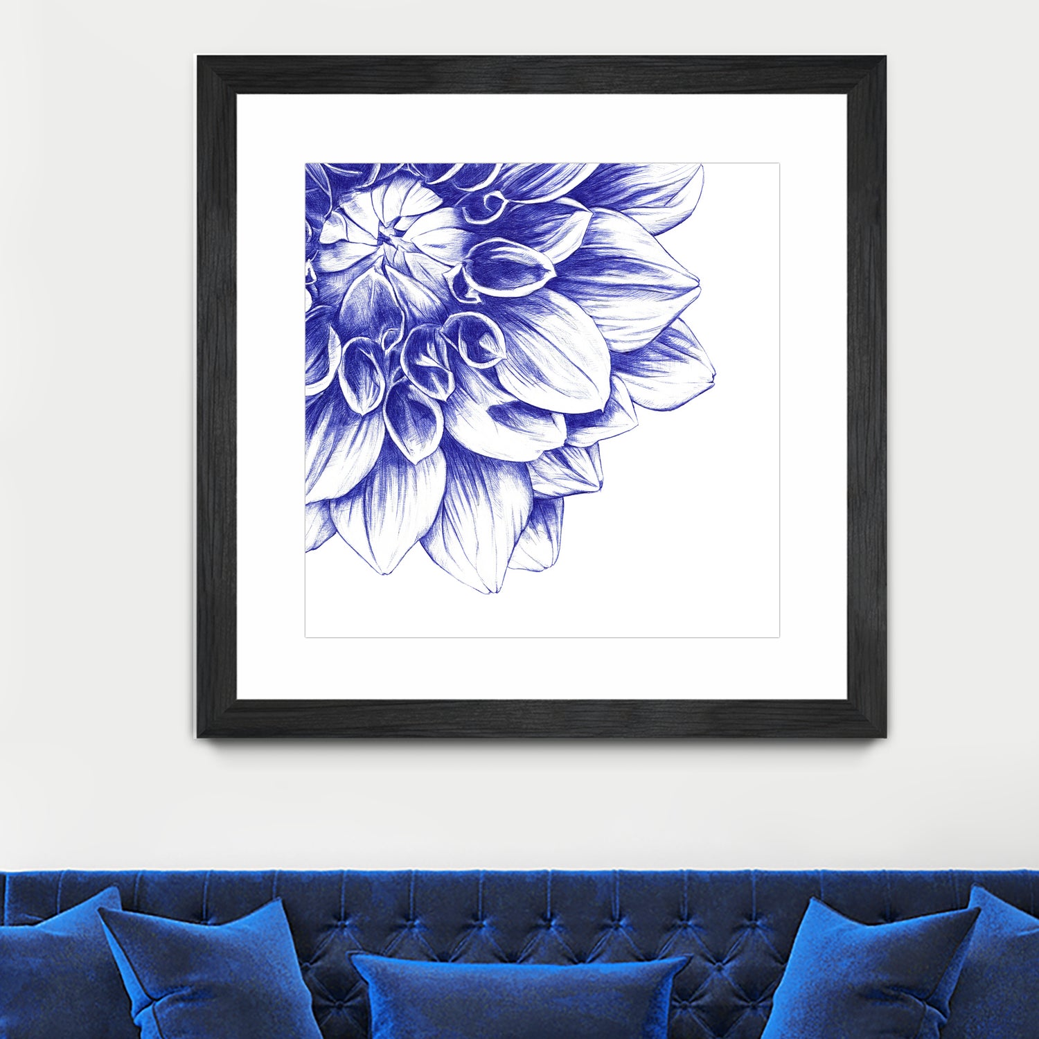 Ballpoint Blue Dahlia by Ronny Petrus Johannes Kools on GIANT ART - blue digital drawing