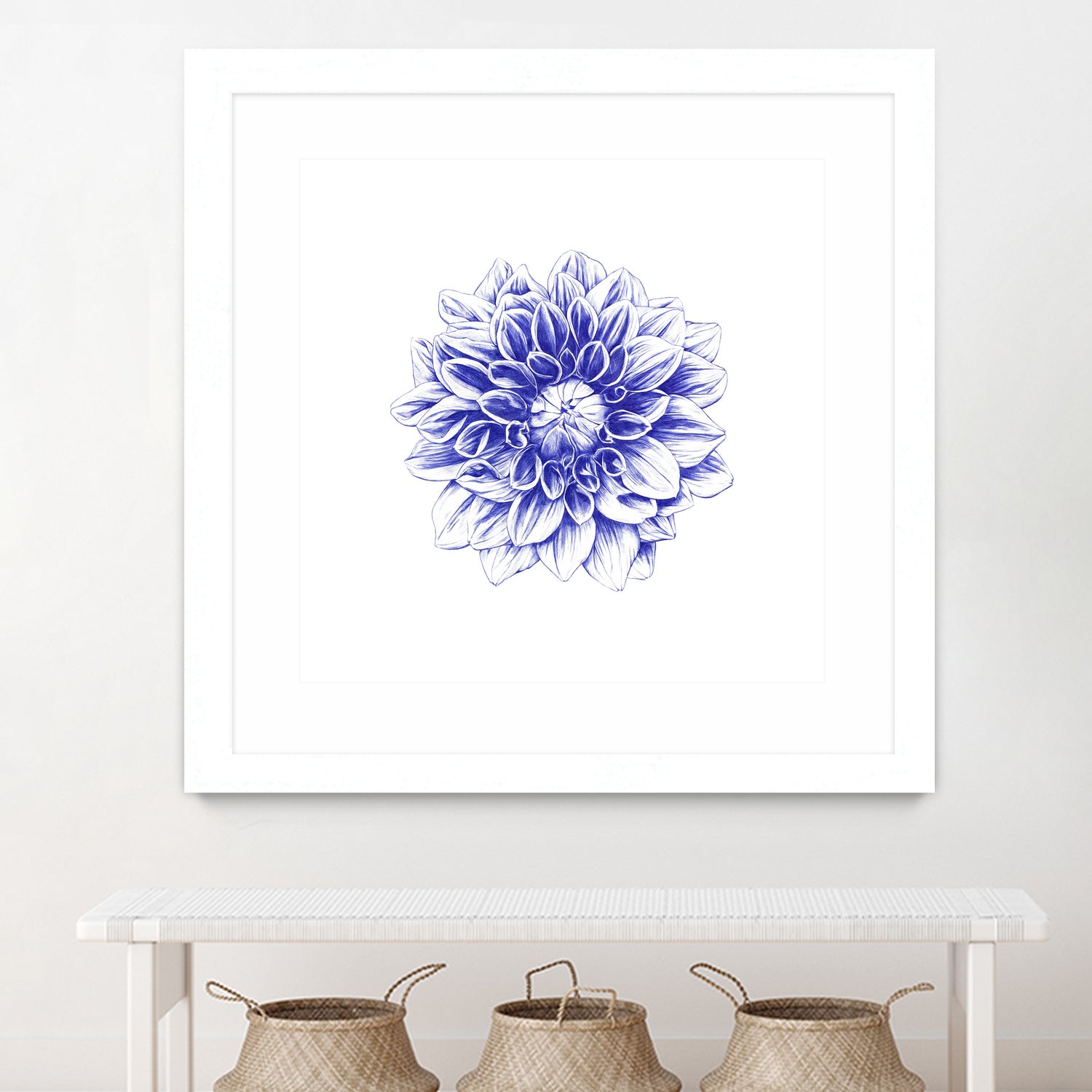 Ballpoint Blue Dahlia by Ronny Petrus Johannes Kools on GIANT ART - blue digital drawing