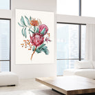 King protea flowers watercolor illustration by Two Lips on GIANT ART - pink digital drawing