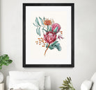 King protea flowers watercolor illustration by Two Lips on GIANT ART - pink digital drawing