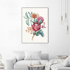 King protea flowers watercolor illustration by Two Lips on GIANT ART - pink digital drawing