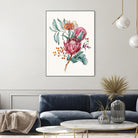 King protea flowers watercolor illustration by Two Lips on GIANT ART - pink digital drawing