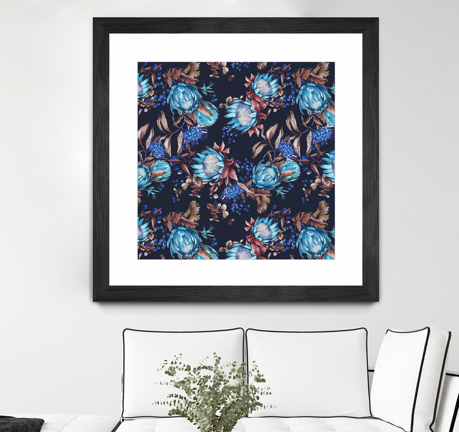 King protea flowers watercolor illustration by Two Lips on GIANT ART - pink digital drawing