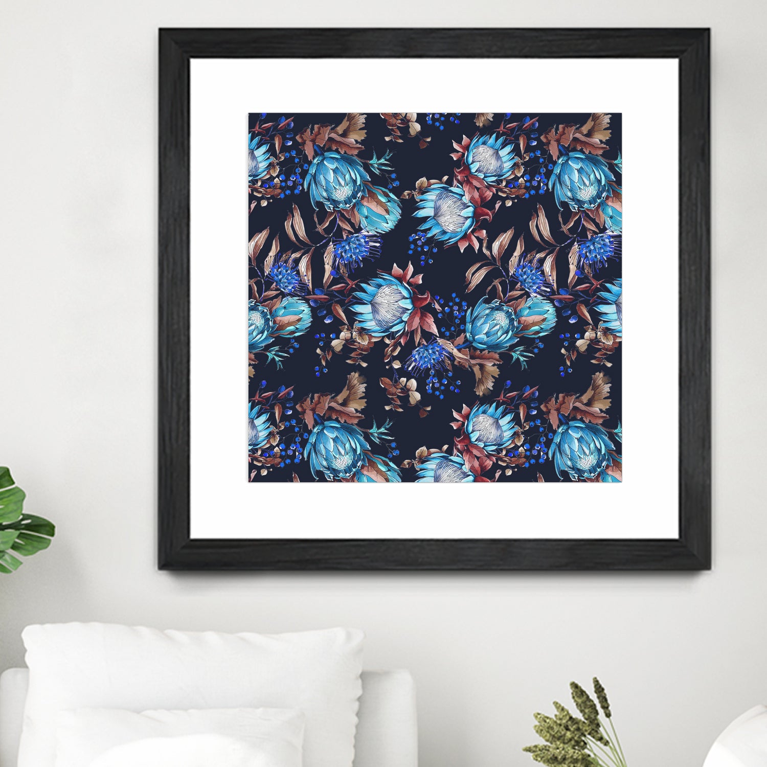 King protea flowers watercolor illustration by Two Lips on GIANT ART - pink digital drawing