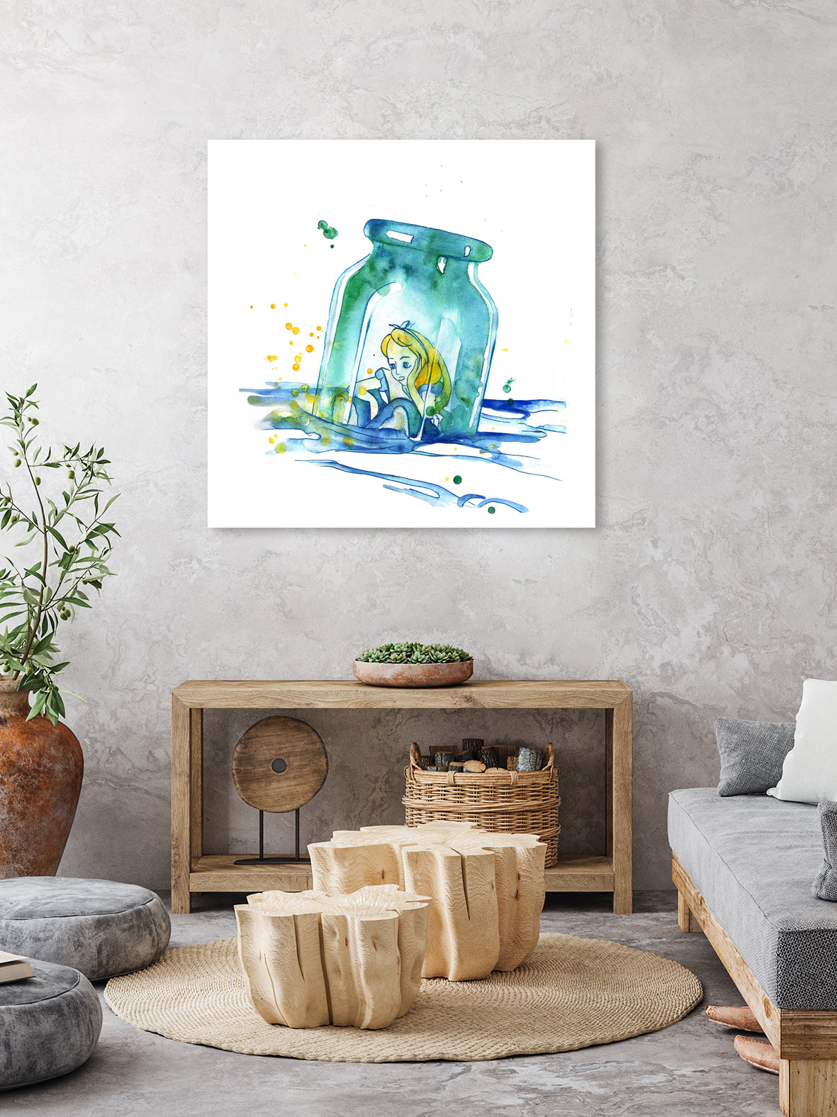 Alice In The Bottle by salome mikaberidze on GIANT ART - blue cartooning
