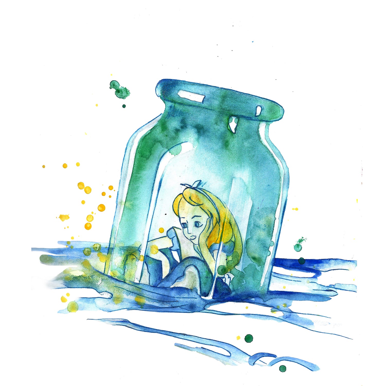 Alice In The Bottle by salome mikaberidze on GIANT ART - blue cartooning