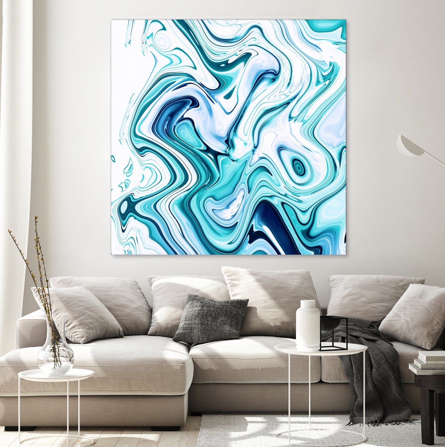 Liquid Marble - Aqua & Blues by Dominique Van Roey on GIANT ART - blue photo manipulation