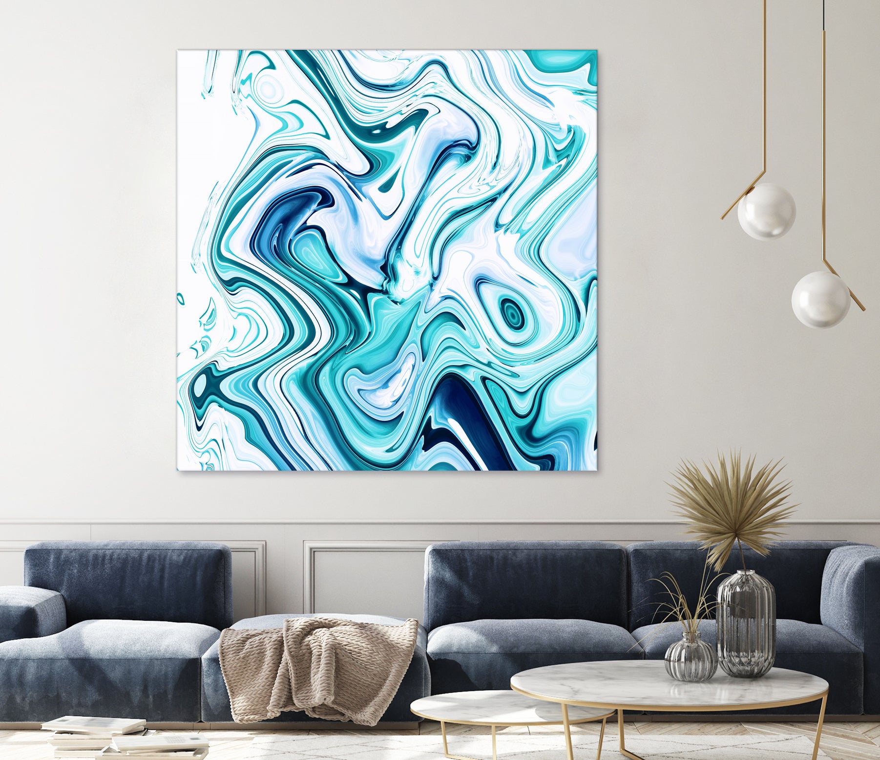 Liquid Marble - Aqua & Blues by Dominique Van Roey on GIANT ART - blue photo manipulation