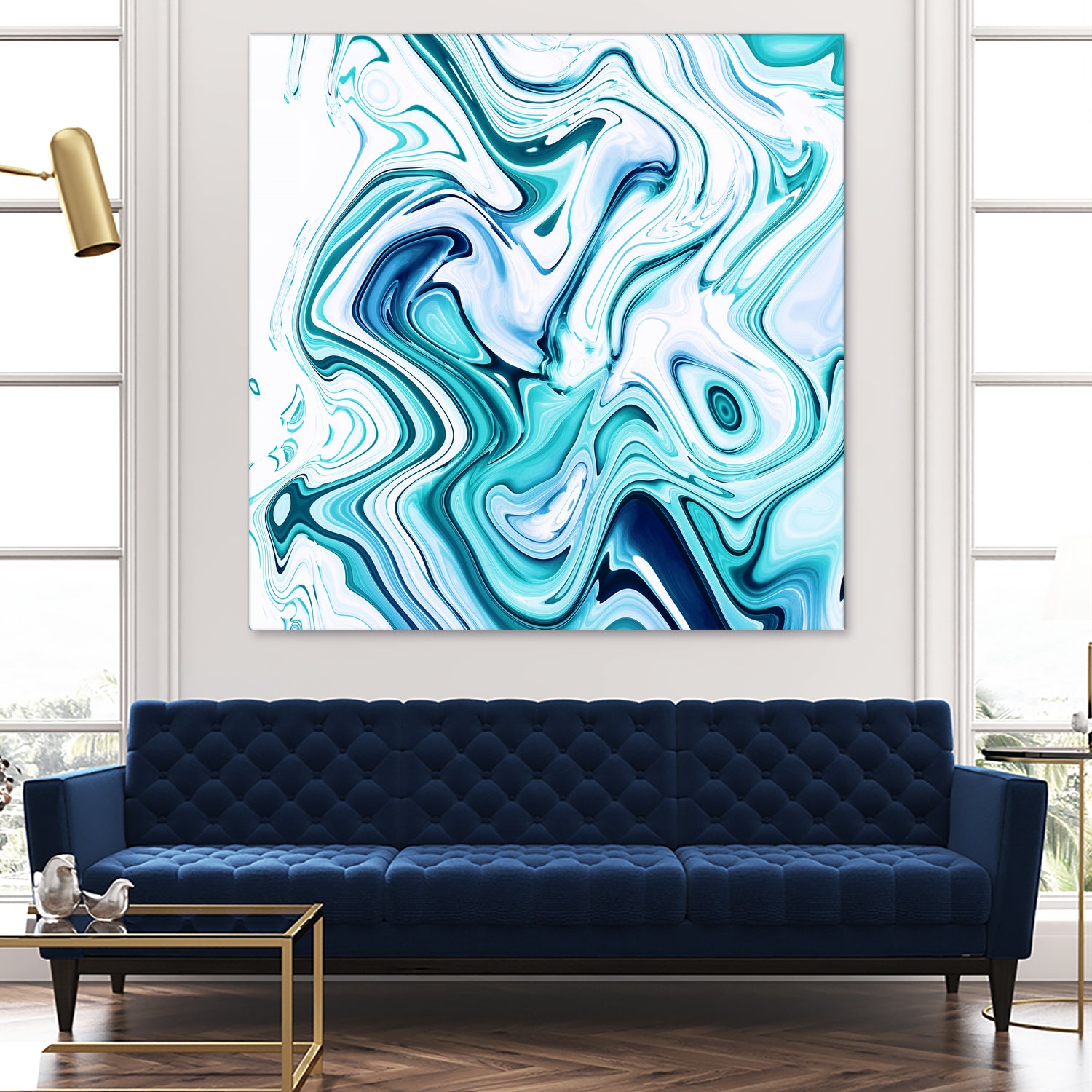 Liquid Marble - Aqua & Blues by Dominique Van Roey on GIANT ART - blue photo manipulation