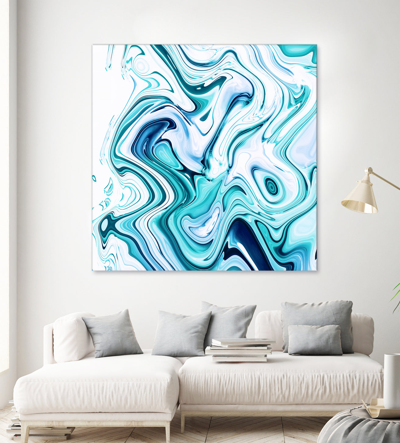 Liquid Marble - Aqua & Blues by Dominique Van Roey on GIANT ART - blue photo manipulation