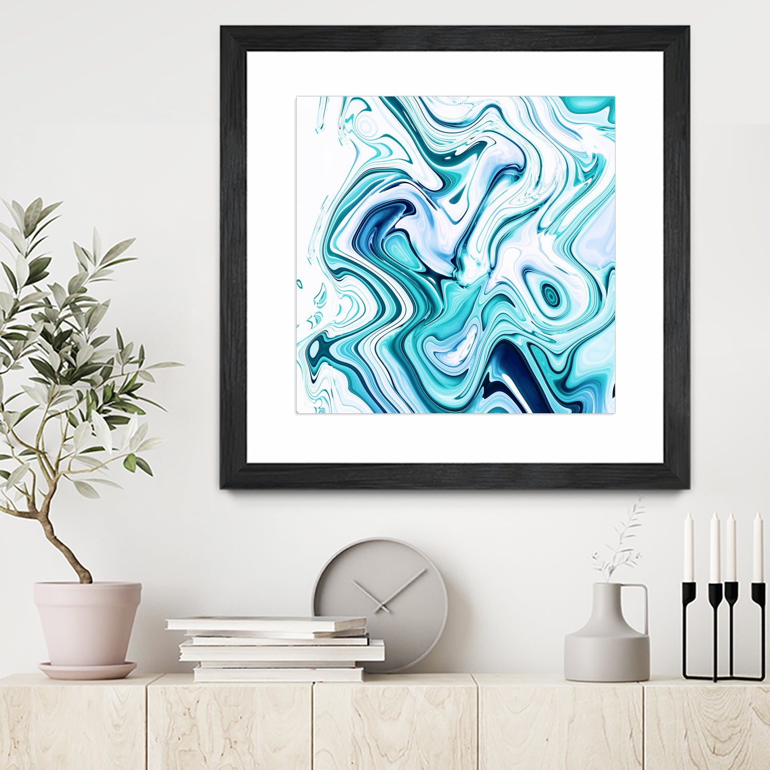 Liquid Marble - Aqua & Blues by Dominique Van Roey on GIANT ART - blue photo manipulation