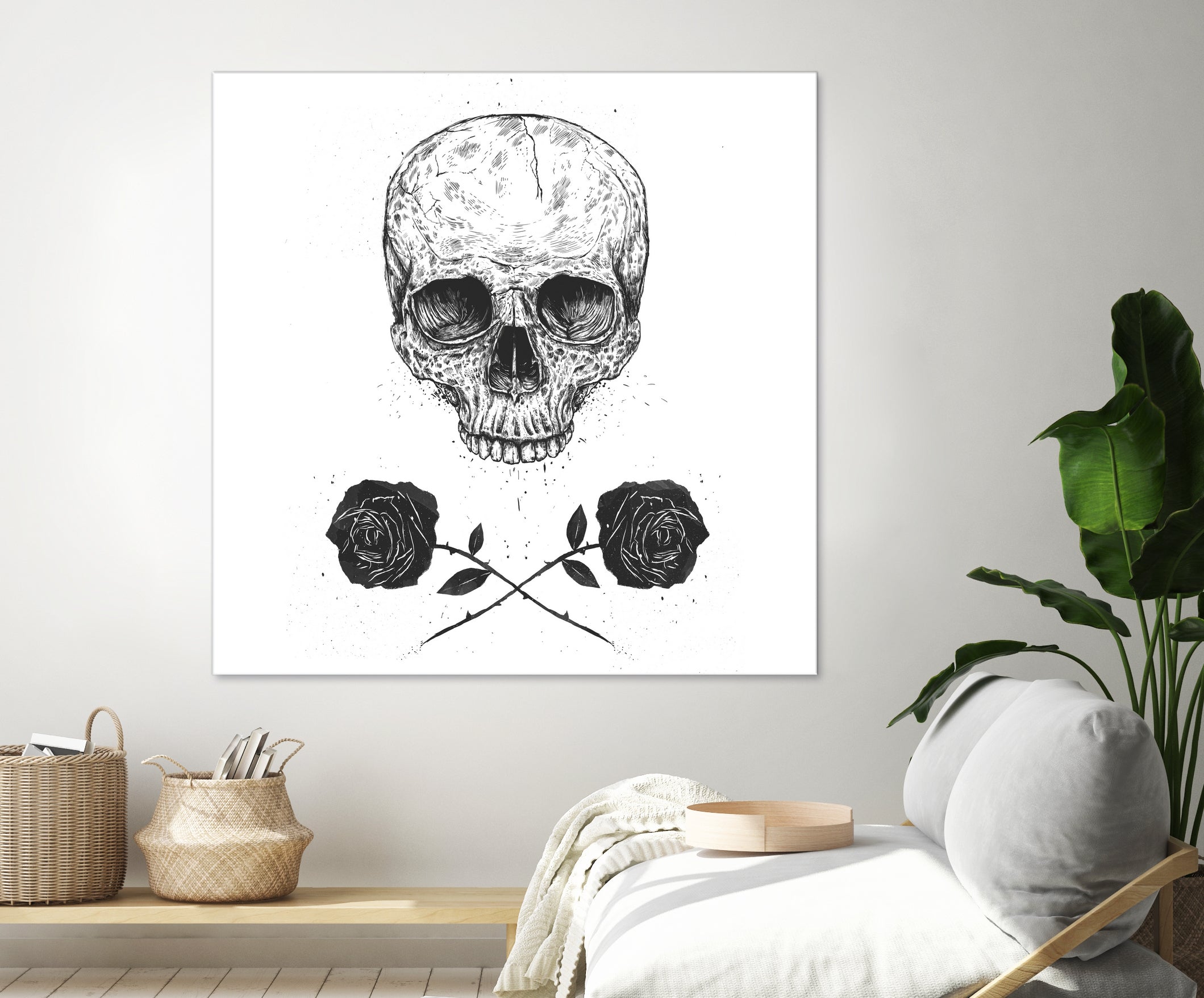 Skull N' Roses by Solti Balázs on GIANT ART - white digital drawing